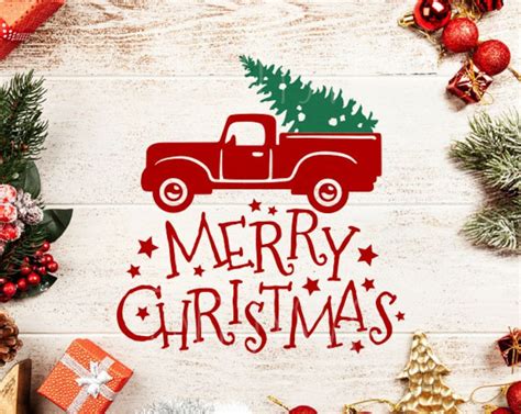 Christmas Red Truck Svg Merry Christmas Svg Merry Christmas - Etsy