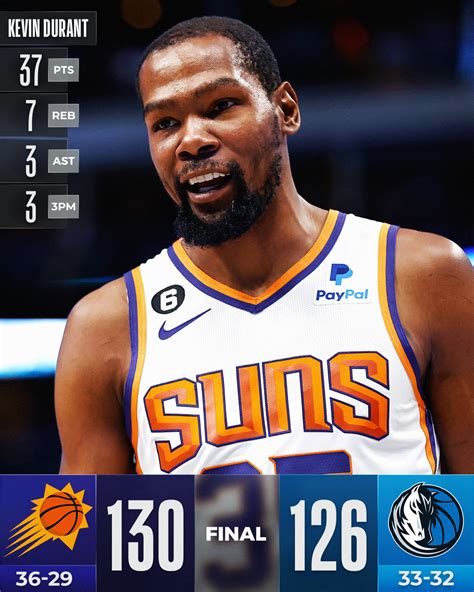 NBA on Twitter: "🏀 FINAL SCORE THREAD 🏀 KD posted 37 PTS as the @Suns ...