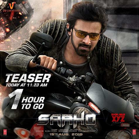 Saaho Movie Teaser 1 Hour To Go Poster - Social News XYZ