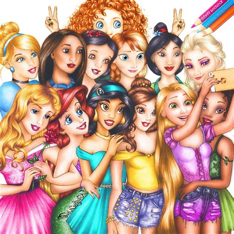 All Disney Princess Drawing With Colour – Kidsworksheetfun