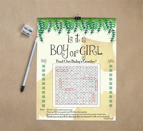 Baby Gender Reveal Word Search Game Gender Reveal Party Game - Etsy