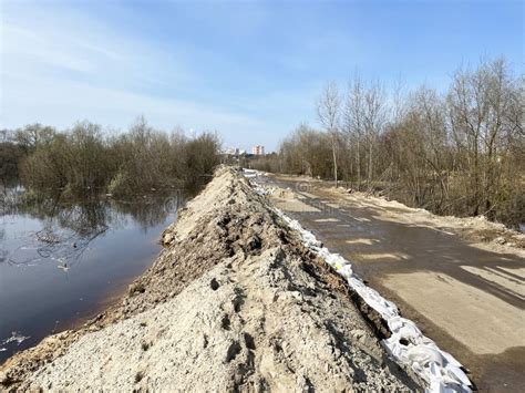 Dam, an Earthen Embankment Protecting the Road from Spring Floods and ...