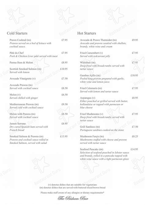 Menu at The Bull Inn Bisham pub & bar, Marlow