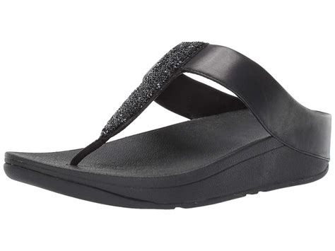 FitFlop - Fitflop Women's Sparklie Crystal Toe Post Flip-Flop Black 8 M ...