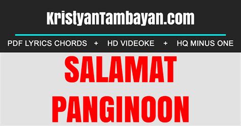 SALAMAT PANGINOON Lyrics with Chords MP3 Minus One HD Videoke Karaoke ...