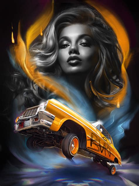 ArtStation - Lowrider girl chevy art