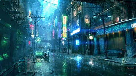 Futuristic city, road, urban, dark, night, neon lights, Sci-fi, HD ...