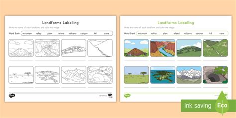 Landform Labeling Worksheet