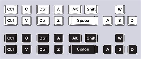 Set of Computer Key Combinations. Command Set Icons. Computer Keyboard ...