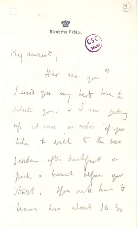 Churchill’s letter to Clementine after their engagement at Blenheim ...