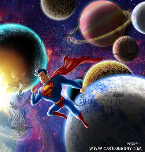 Superman In Space Flying Cartoon