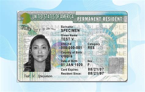 USA Permanent Resident Card Template – Green Card