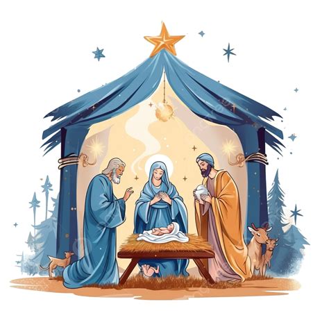 Christmas Hygge Interior With Christmas Nativity Scene With Holy Family ...