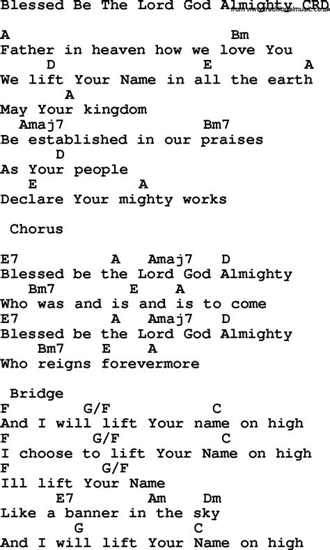 Blessed Be The Lord God Almighty Lyrics And Chords - LyricsWalls