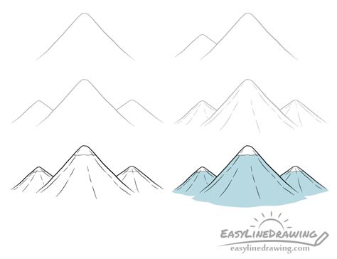 How to Draw Mountains Step by Step - EasyLineDrawing