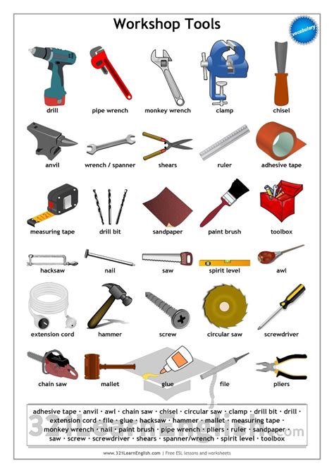 tools in english | Tools, Carpentry tools, English vocabulary