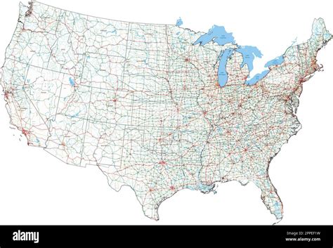 Complex USA road map with Interstates, U.S. Highways and main roads ...