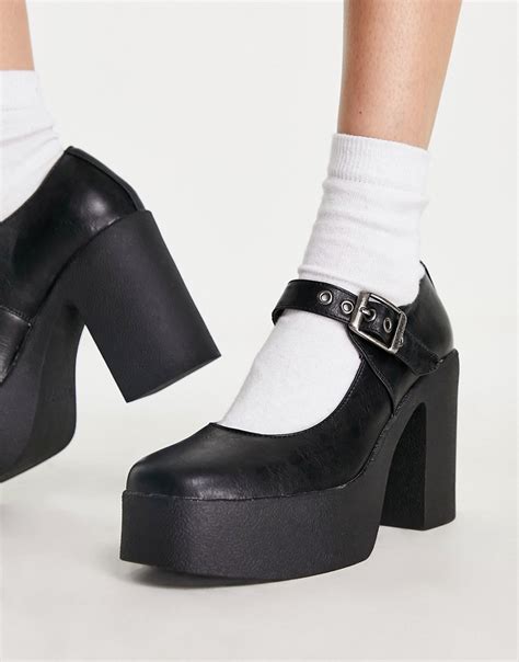 Lamoda Platform Heel Mary Jane Shoes In Black | ModeSens