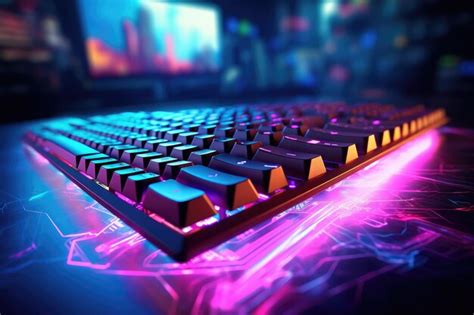 Premium Photo | Working on a neon computer keyboard