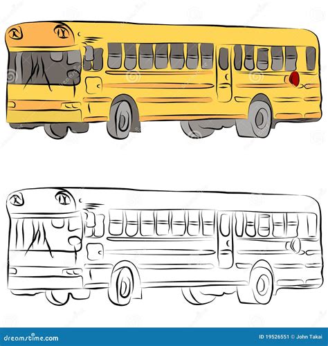 School Bus Line Drawing stock vector. Illustration of stroke - 19526551