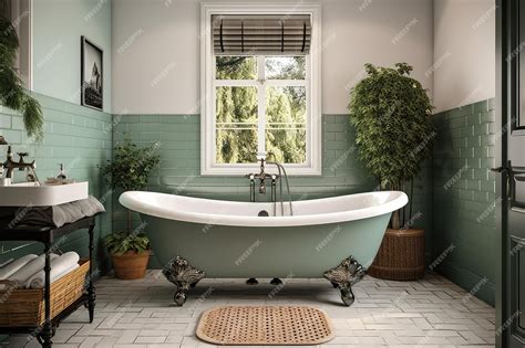 Premium AI Image | Interior design of Bathroom in Farmhouse style