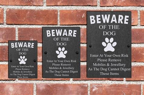 Humorous Beware of the Dog Slate Engraved House Sign - ANY BREED ...