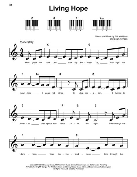 Living Hope by Phil Wickham Sheet Music for Super Easy Piano at Sheet ...