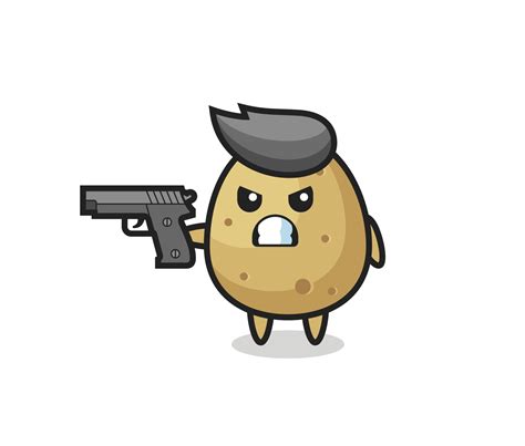 the cute potato character shoot with a gun 3439530 Vector Art at Vecteezy