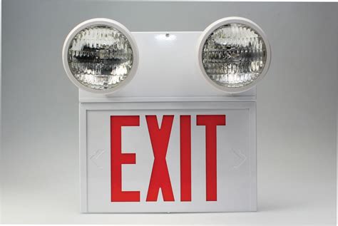 Combination Emergency Lighted Exit Sign with Round Emergency Lights ...