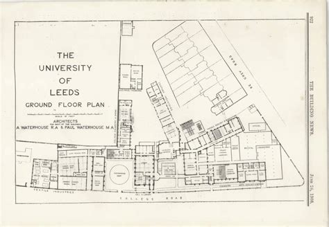 1908 The University Of Leeds, Ground Floor Plan, Waterhouse Architect ...