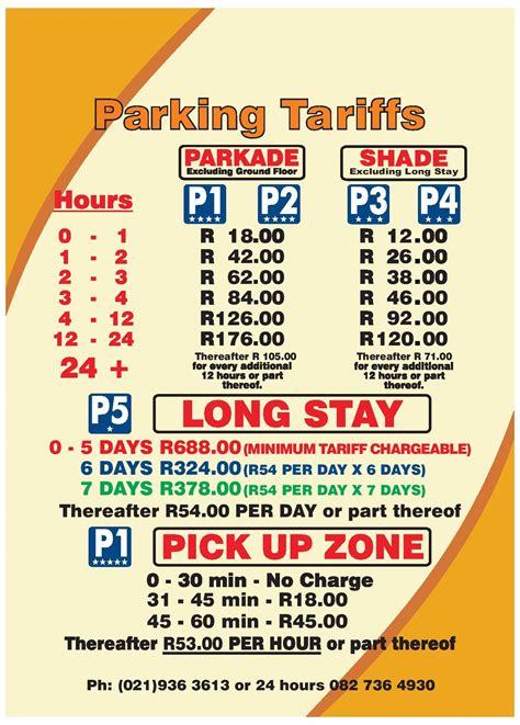 Parking Tariffs - Cape Town Airport