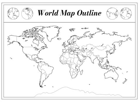 A4 Size World Map Outline in 2022 | World map outline, Cool world map ...