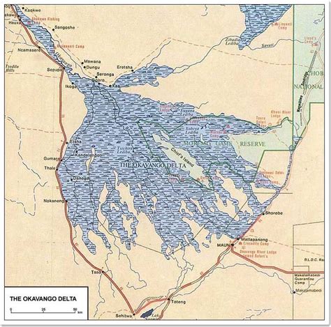 Okavango Delta Map of Botswana | Okavango delta, Botswana, Delta