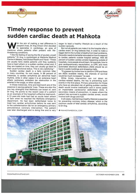 Cardiology Hospital Feature – Mahkota Medical Centre - Malaysia ...