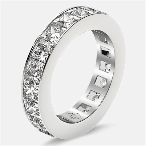 Eternity Ring with Channel Set Princess Cut Diamonds in 18k White Gold