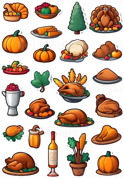 thanksgiving food icons set ai generative 33241373 PNG