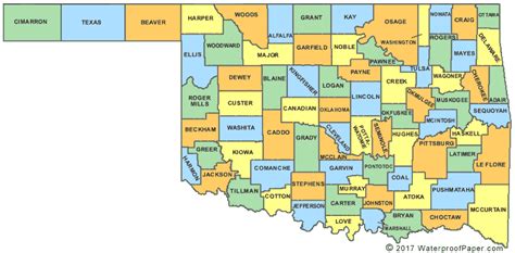 Printable Map Of Oklahoma Counties