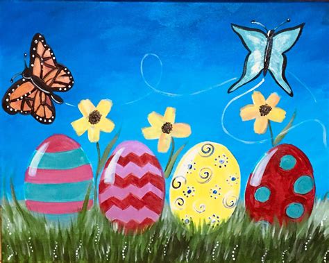 Easter Canvas Painting - How To Paint an Easter Egg Landscape | Easter ...