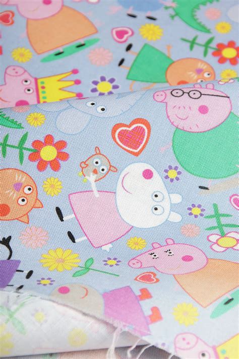 Peppa Pig Fabric 100% Cotton Fabric Cartoon Printed Cotton | Etsy