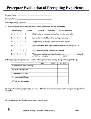 Preceptee Evaluation Form 2020-2024 - Fill and Sign Printable Template ...