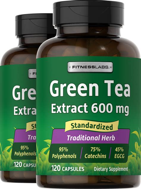 Green Tea Standardized Extract, 600 mg, 120 Capsules x 2 bottles ...