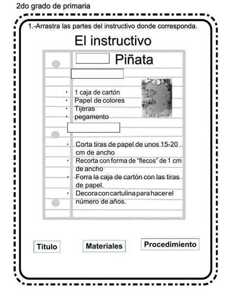 Ejercicio online de Partes del instructivo para 2 grado. Puedes hacer ...