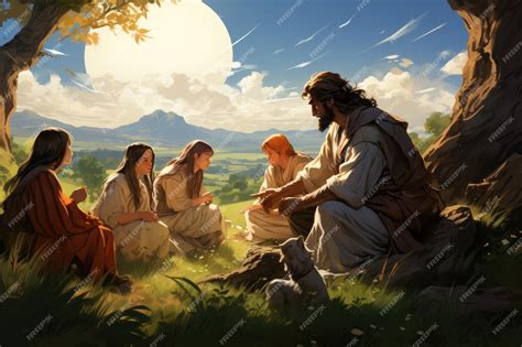 Premium AI Image | jesus christ bible holy mountain sermon