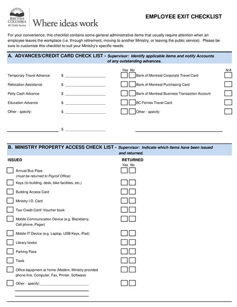 Employee Exit Checklist Template