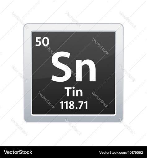 Tin symbol chemical element of the periodic table Vector Image