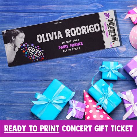 Olivia Rodrigo Guts Tour, Presentation Gifting Ticket. European Tour ...