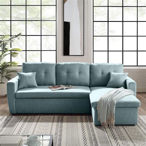 3-Seater Sofa-Bed with Storage, Tribesigns 86.6” Convertible Sectional ...