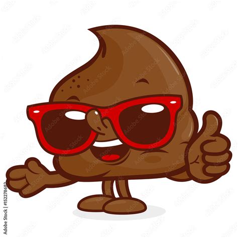 Cartoon poop character with sunglasses. Vector illustration Stock ...