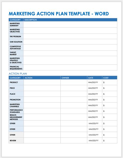 Free Microsoft Word Action Plan Templates | Smartsheet