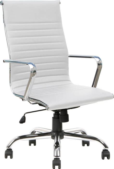 White Modern High Back Vinyl Conference Room Chair with Metal Arms